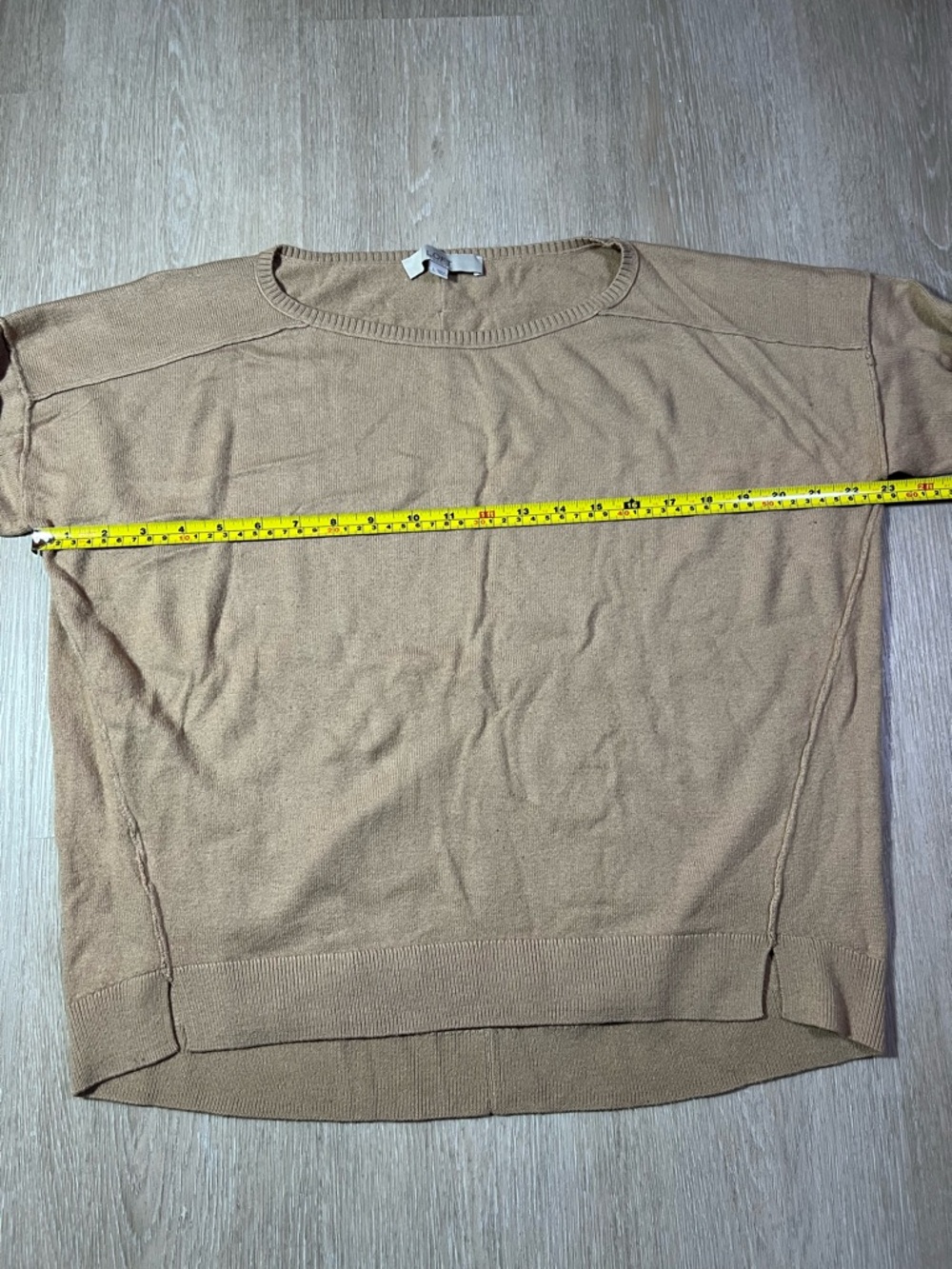 Beige / Tan Cozy Minimalist Timeless Chic Oversized Crewneck Sweater - Picture 8 of 9